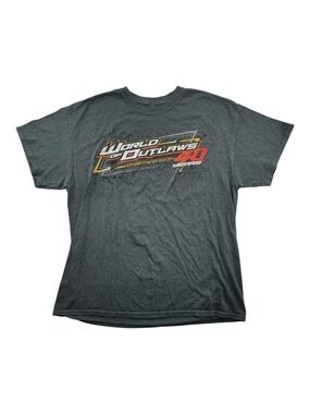 Vintage World of Outlaws 40 Years Graphic Racing Tee Gray Men XL